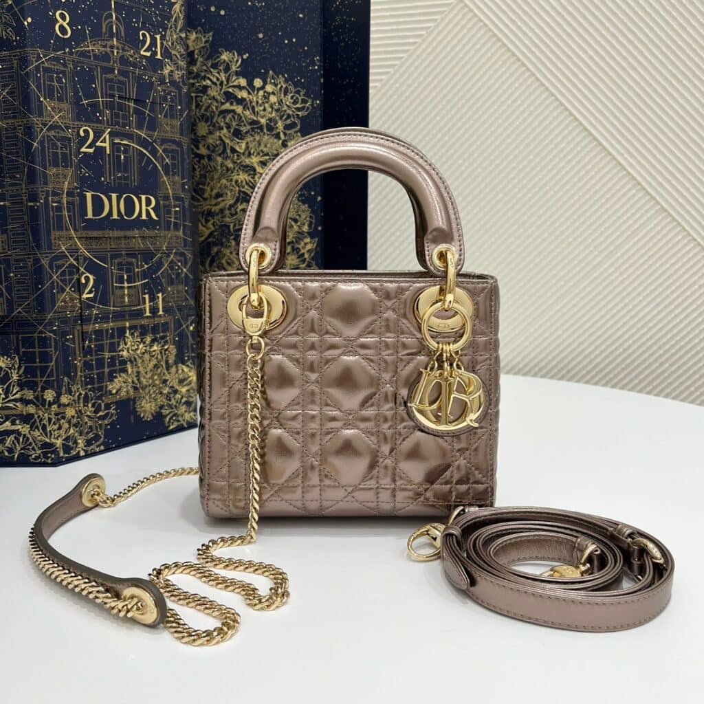 lady dior lambskin rose gold bag