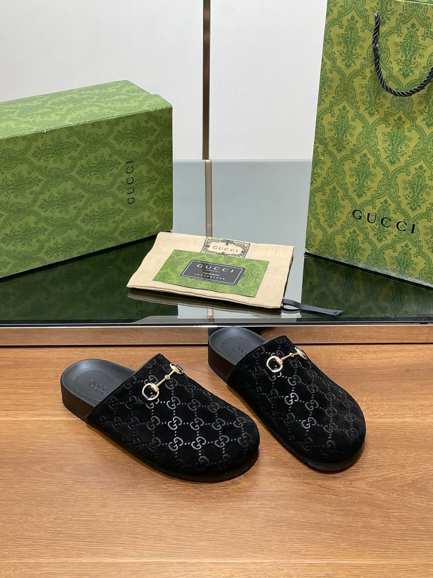 Gucci GG Horsebit Suede Mule