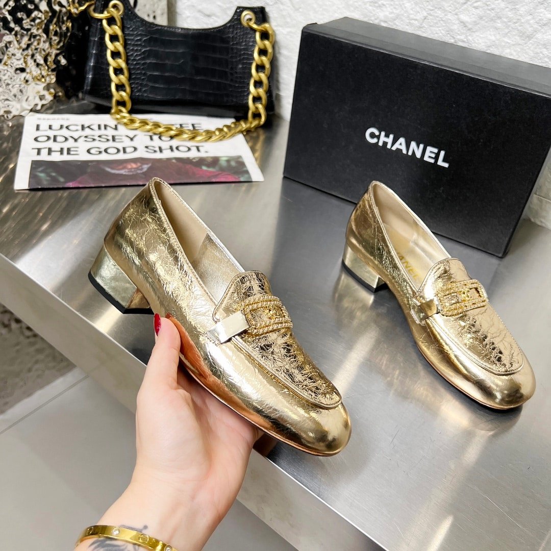 Chanel Shiny Patent Calfskin Loafers