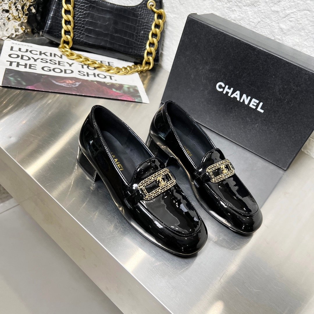 Chanel Shiny Patent Calfskin Loafers