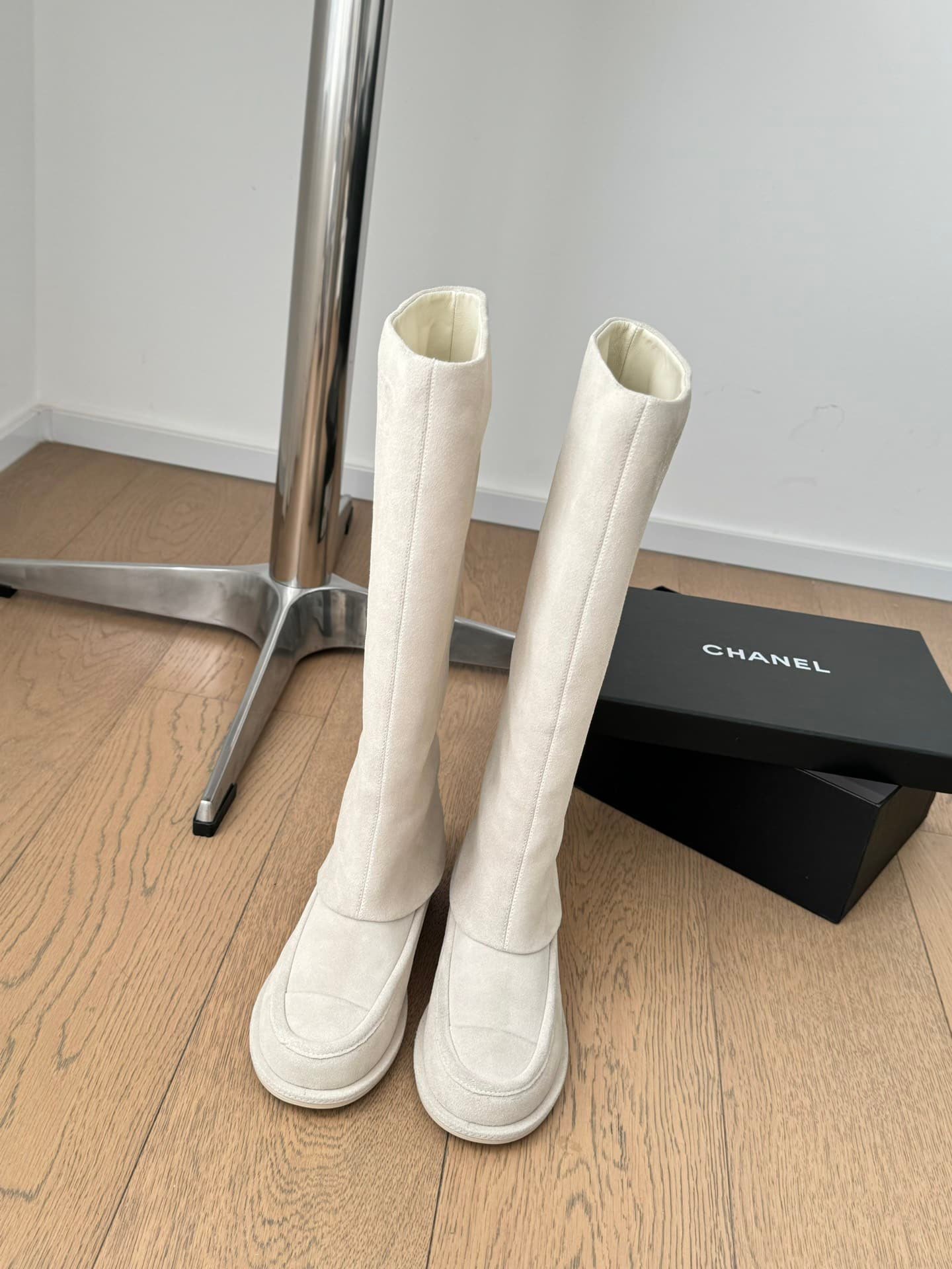 Chanel CC Calfskin Suede Boots
