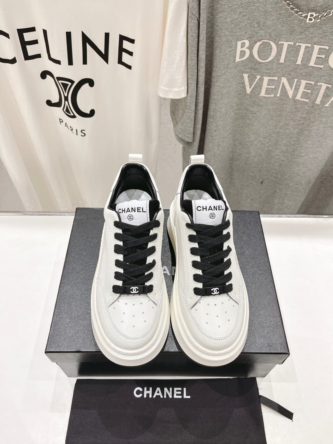 Chanel White Leather Trainer Sneakers