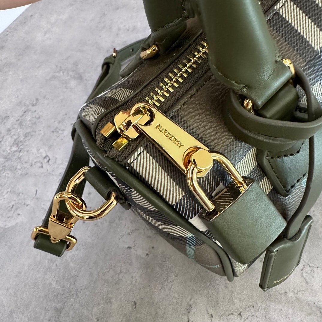 Burberry Olive Check Mini Bowling Bag