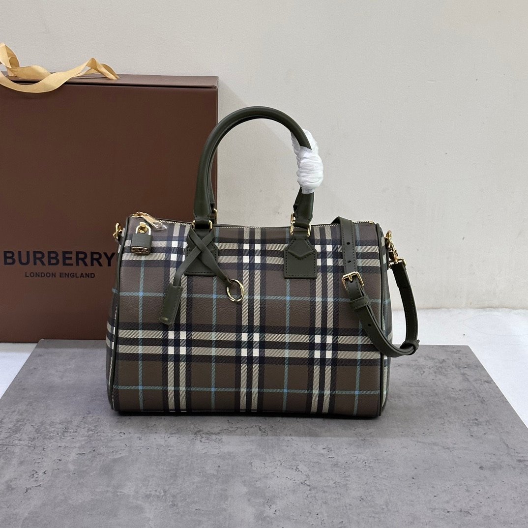 Burberry Olive Check Bowling Bag