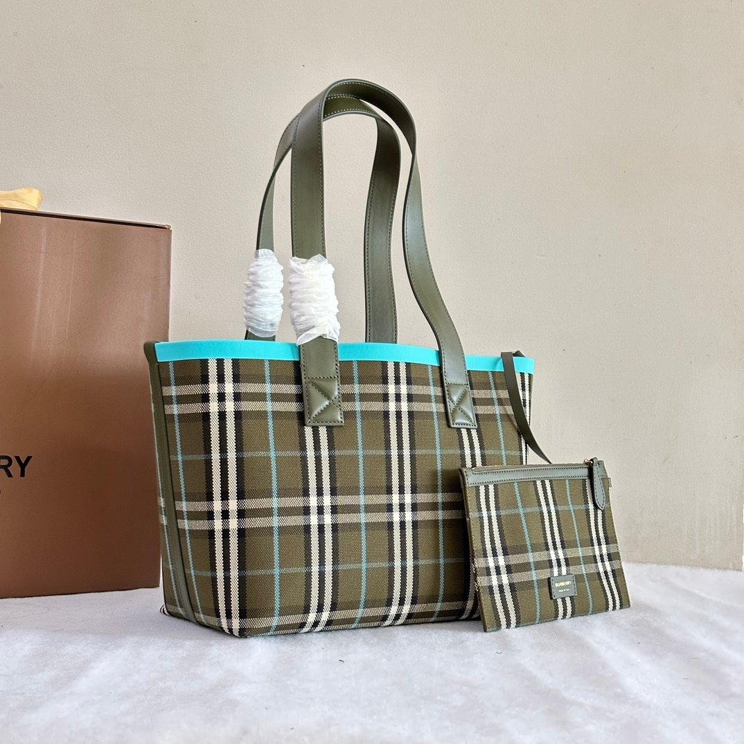 Burberry Olive Check London Tote