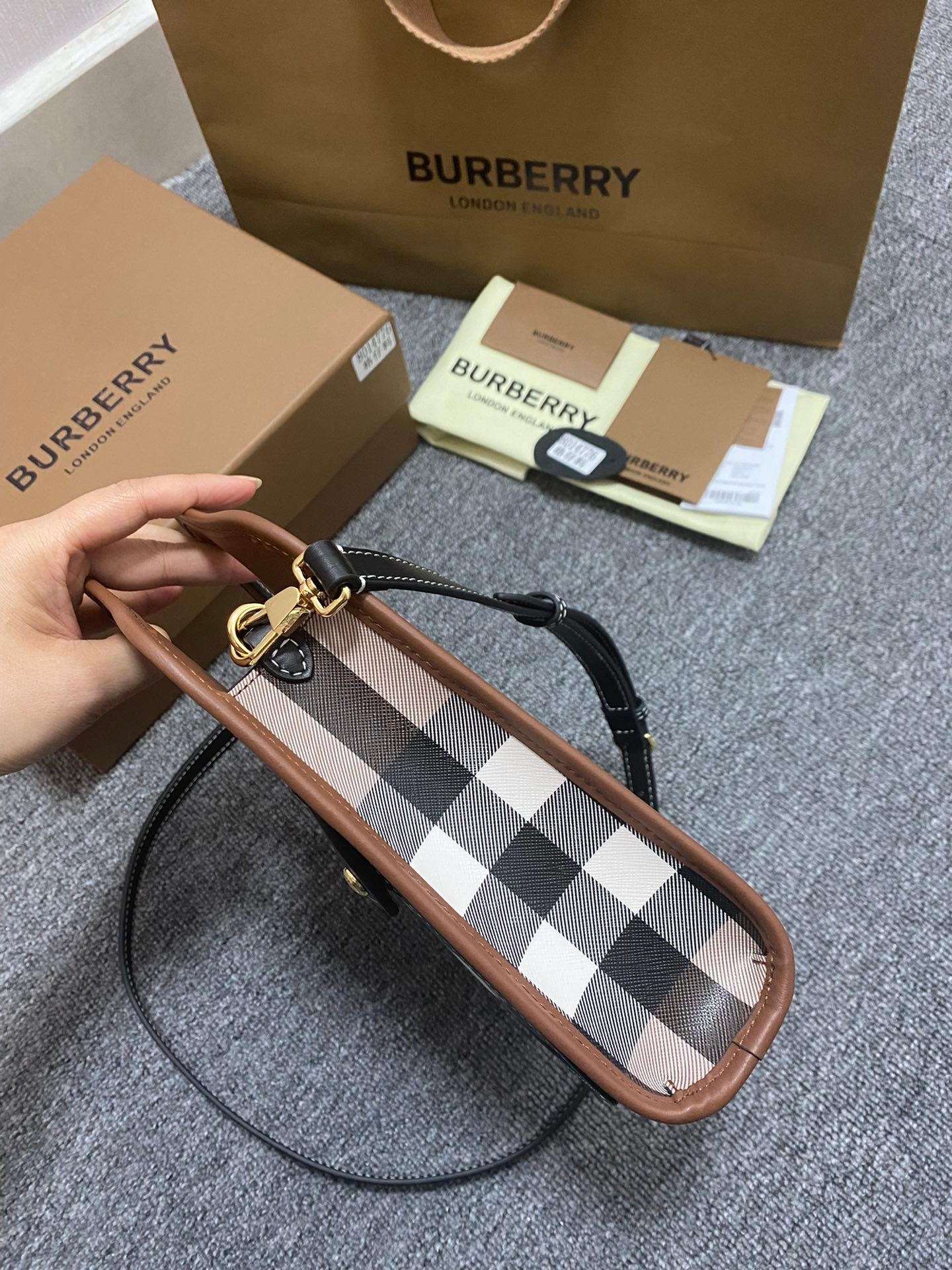 Burberry Check-patterned Mini Tote Bag