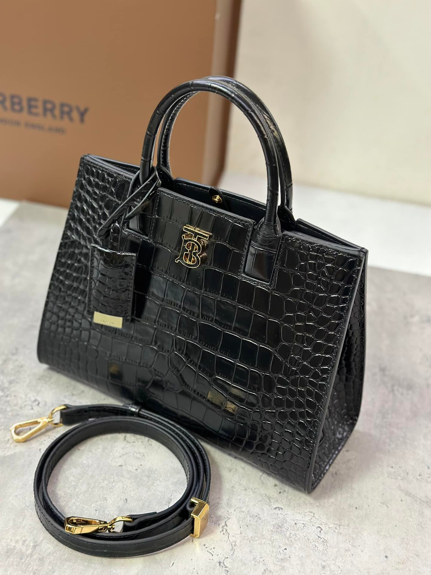 Burberry Frances Embossed-Leather Tote Bag