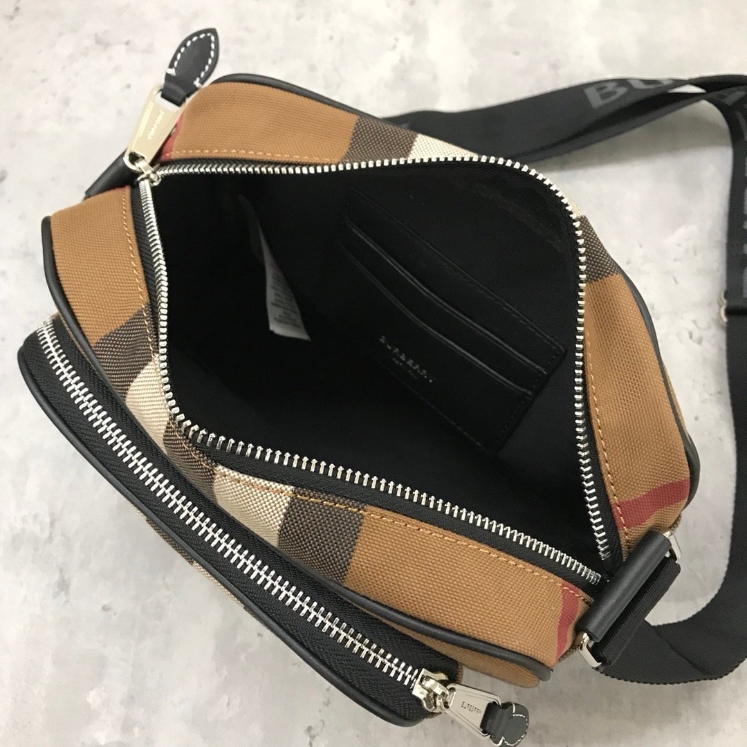 Burberry Brown Cotton Check Crossbody Bag