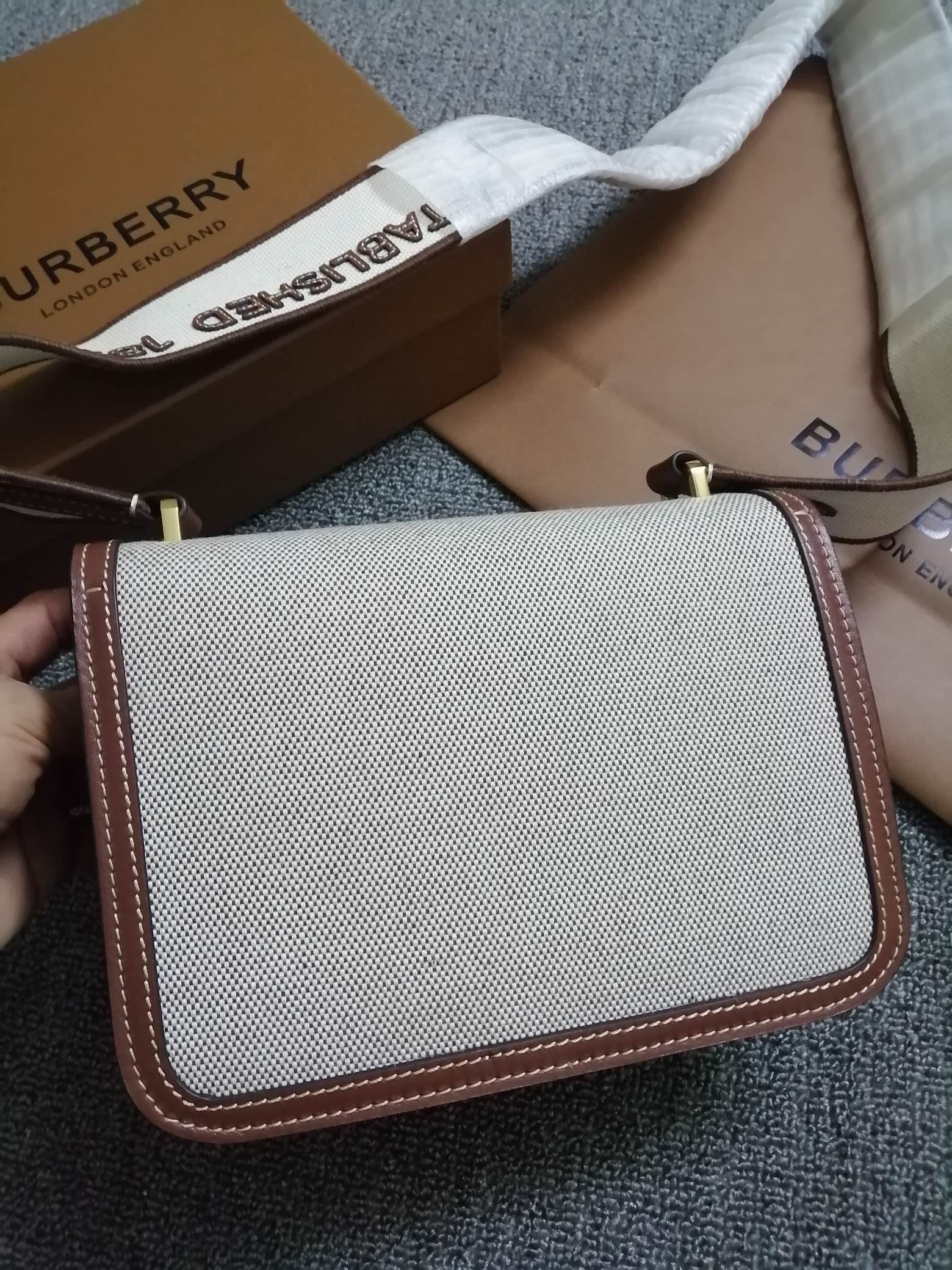 Burberry Calfskin Small TB Shoulder Bag