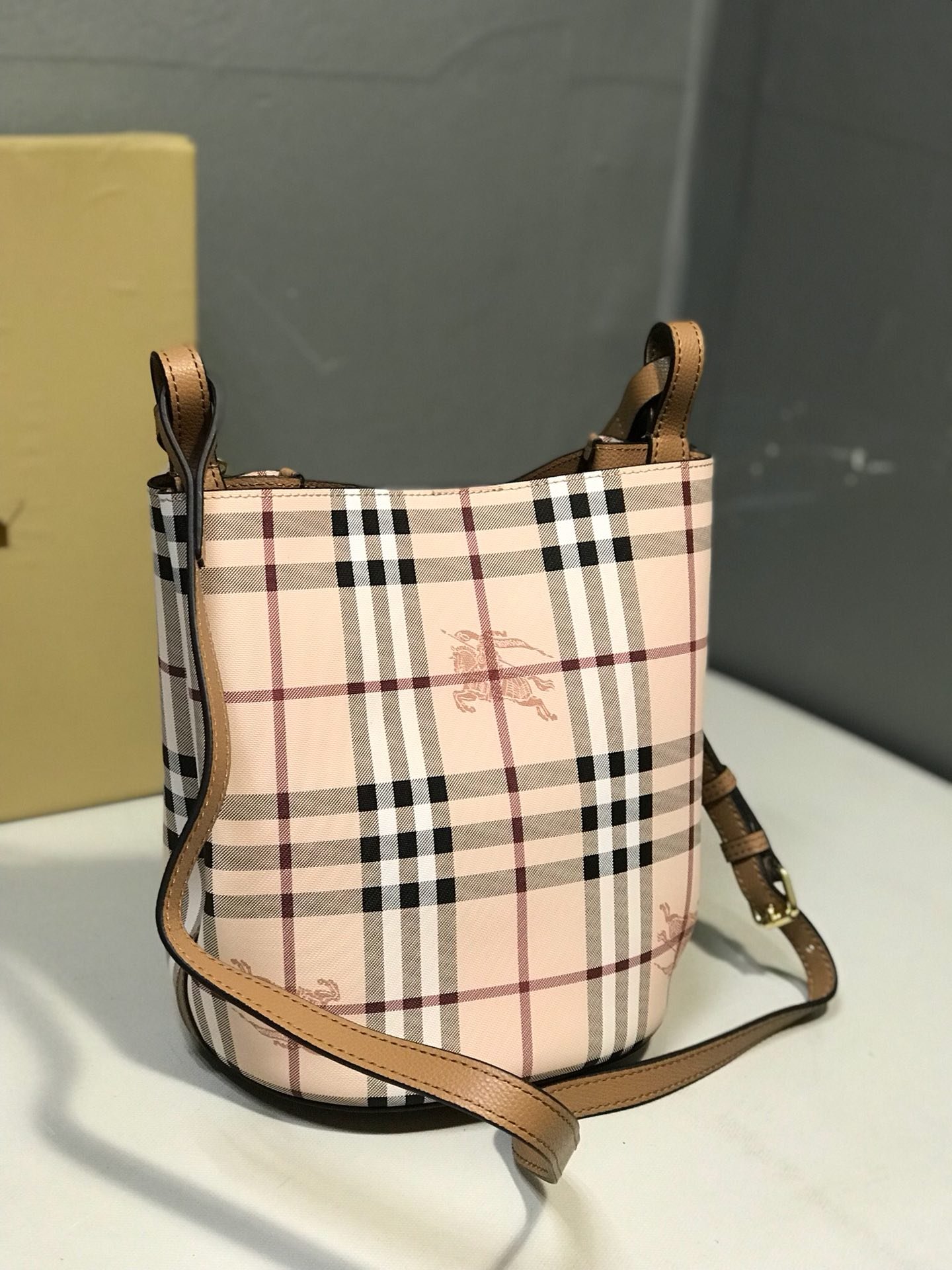 Burberry Lorne Haymarket Check Bucket Bag