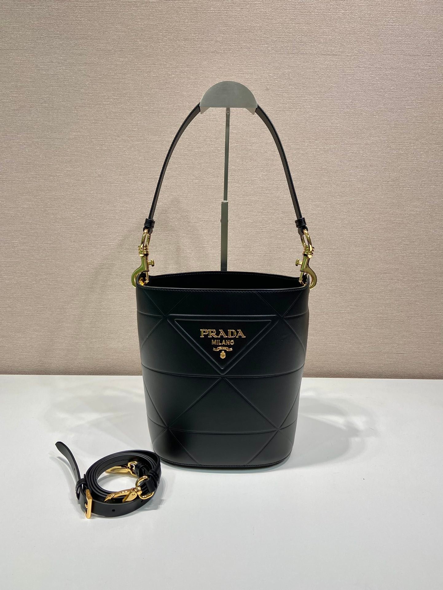 Prada Symbole Leather Bucket Bag