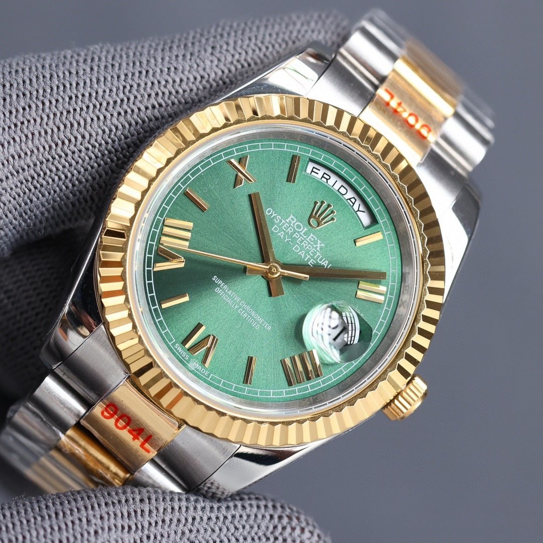 Rolex Day-Date Silver Gold Panther Style Watch