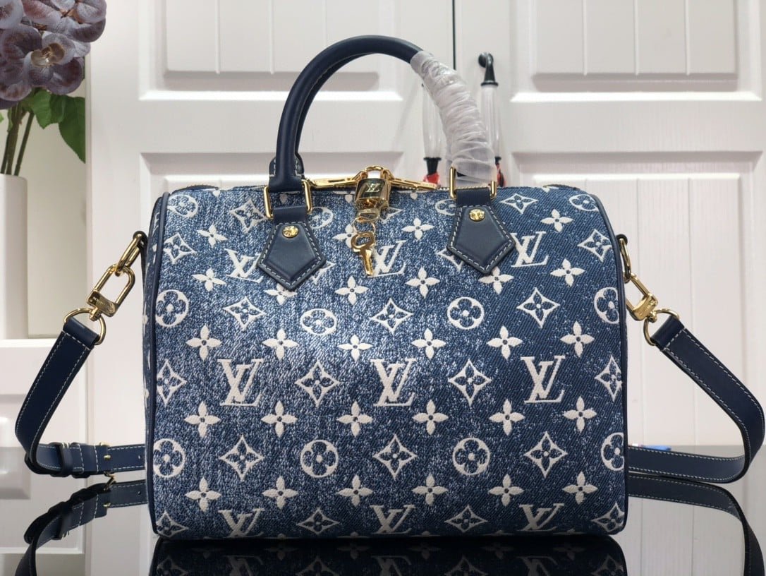 Louis Vuitton LV Blue Denim 25 Speedy Bag