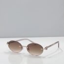 Bvlgari Rimless Oval Sunglasses – Gold-Tone Metal Frame