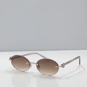 Bvlgari Rimless Oval Sunglasses – Gold-Tone Metal Frame