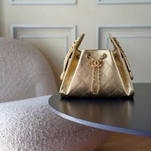 Chanel 25 Silver Metallic Grained Calfskin Handbag