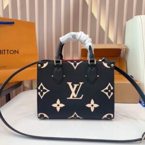 Louis Vuitton OnTheGo MM Monogram Black Leather Bag