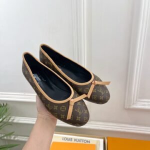 Louis Vuitton Ballet Flat Brown Shoes – Bow Details