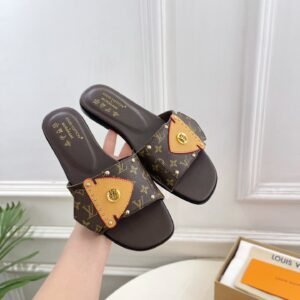 Louis Vuitton LV Frame Flat Mules – Brown